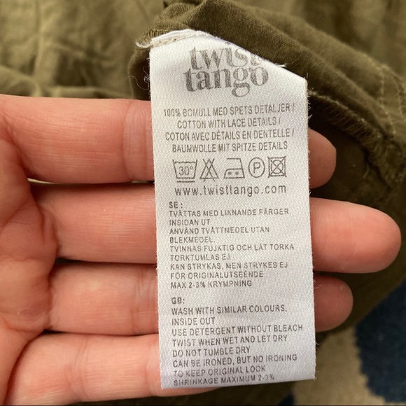 🍃 TWIST & TANGO OLIVE GREEN CASUAL LOOSE FIT COTTON TUNIC TOP/DRESS! - Picture 8 of 9